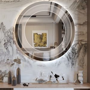 Χειροποίητος Φωτιζόμενος (Θερμό φως) Καθρέφτης LED GlamMirrors Στρoγγυλός Φ90cm*4cm / GM03c-W-p90 - Image 1