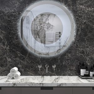 Χειροποίητος Φωτιζόμενος (Ψυχρό φως) Καθρέφτης LED GlamMirrors Στρoγγυλός Φ90cm*4cm / GM04c-F-p90 - Image 1