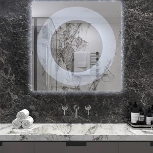 Χειροποίητος Φωτιζόμενος (Ψυχρό φως) Καθρέφτης LED GlamMirrors τετράγωνος 90cm*90cm*4cm / GM04s-F-90*90 - Image 1