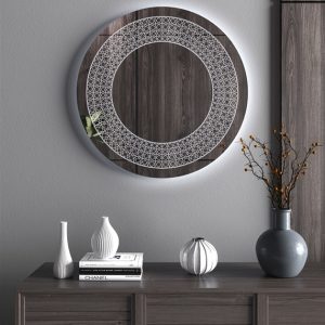 Χειροποίητος Φωτιζόμενος (Ψυχρό φως) Καθρέφτης LED GlamMirrors Στρoγγυλός Φ90cm*4cm / GM08c-F-p90 - Image 1