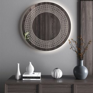 Χειροποίητος Φωτιζόμενος (Θερμό φως) Καθρέφτης LED GlamMirrors Στρoγγυλός Φ90cm*4cm / GM08c-W-p90 - Image 1